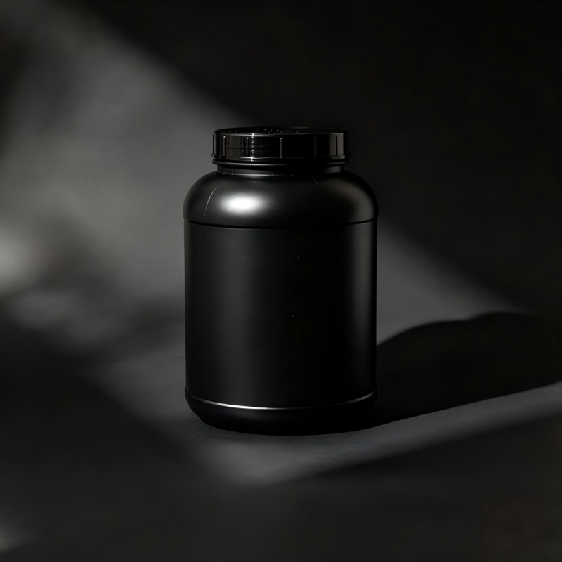 1000 ml HDPE čierny farebný doplnok s proteínovým práškom so širokými ústami