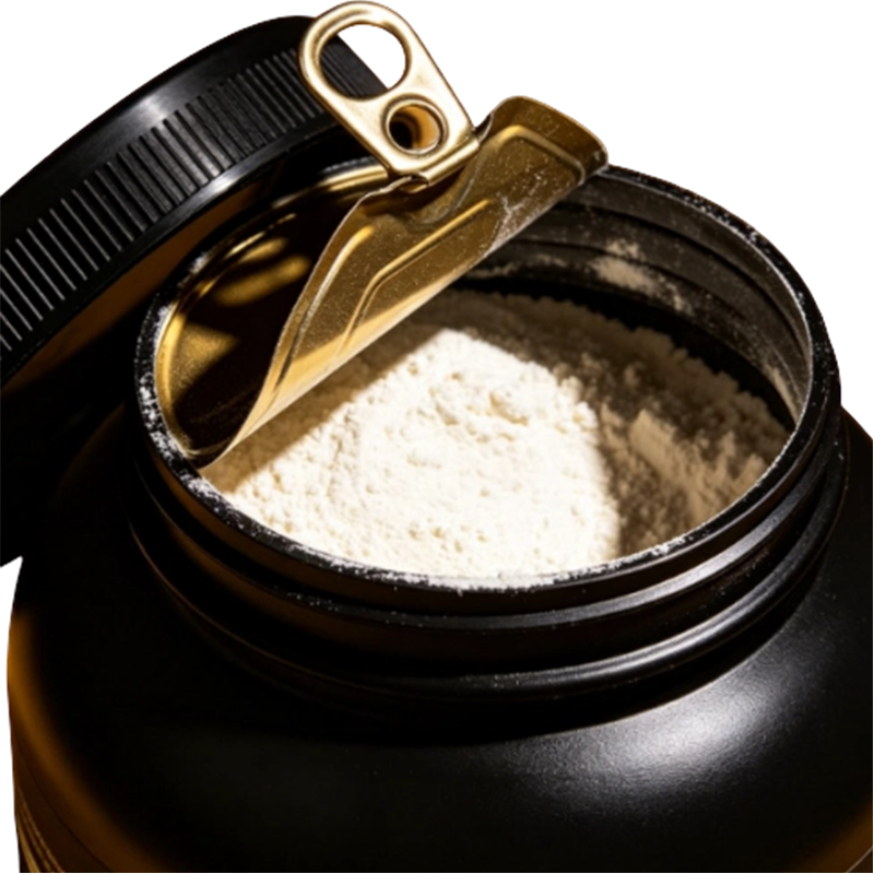 1000 ml HDPE čierny farebný doplnok s proteínovým práškom so širokými ústami