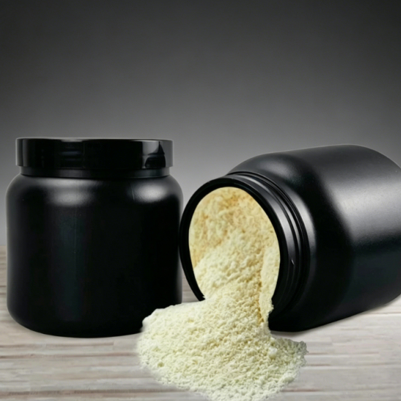 1000 ml HDPE čierny farebný doplnok s proteínovým práškom so širokými ústami